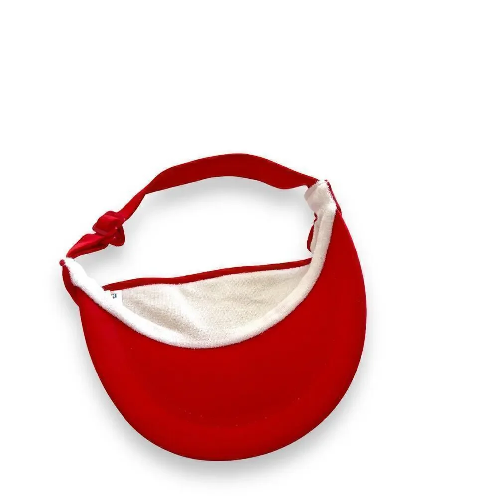 Set of 2 Vintage Peach City Ice Cream Red Beach Visor 1980’s Adjustable